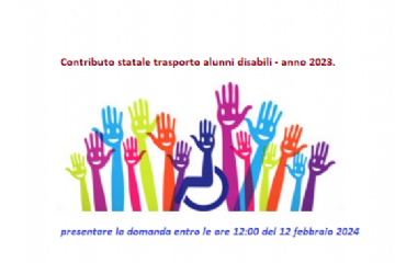 Contributo per trasporto scolastico di studenti con disabilit&#224;. Domande entro le ore 12:00 del 12 febbraio